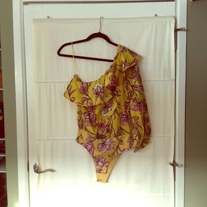 ZARA asymmetric sleeve bodysuit